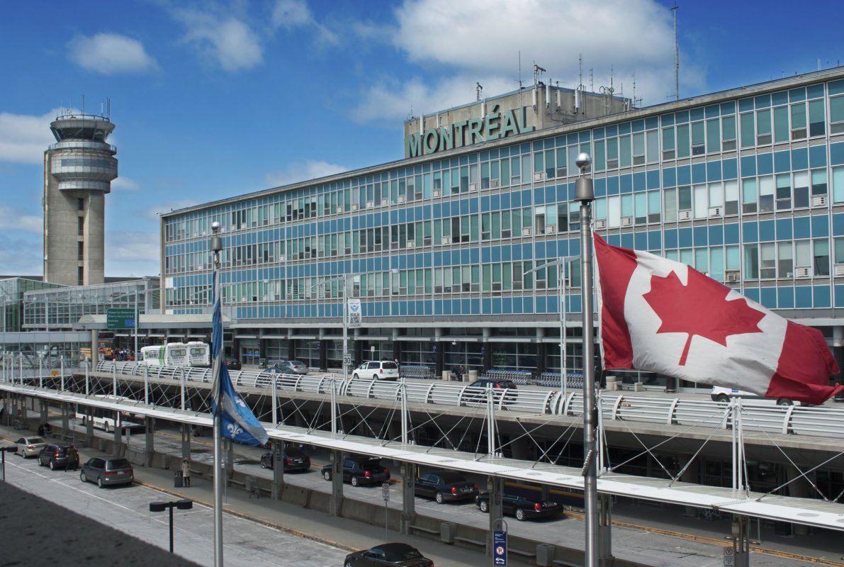 Canada Flag at Montreal airport arrivals